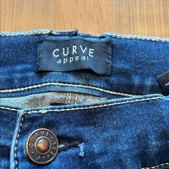 Curve Blue Denim Stretch Jeans - Picture 2 of 7